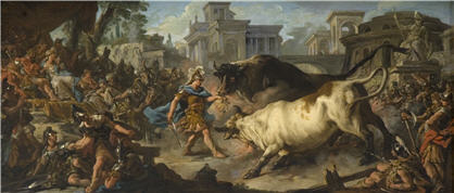 Jean Francois de troy Jason taming the bulls of Aeetes